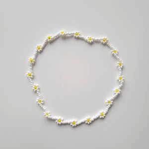 beaded daisy chain choker necklace